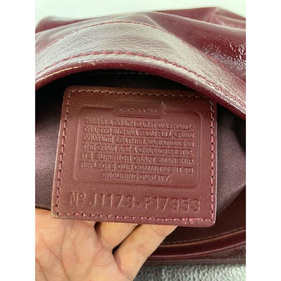 COACH F17953 SMALL WINE PATTON LEATHER SHOULDER BAG - Picture 13 of 16
